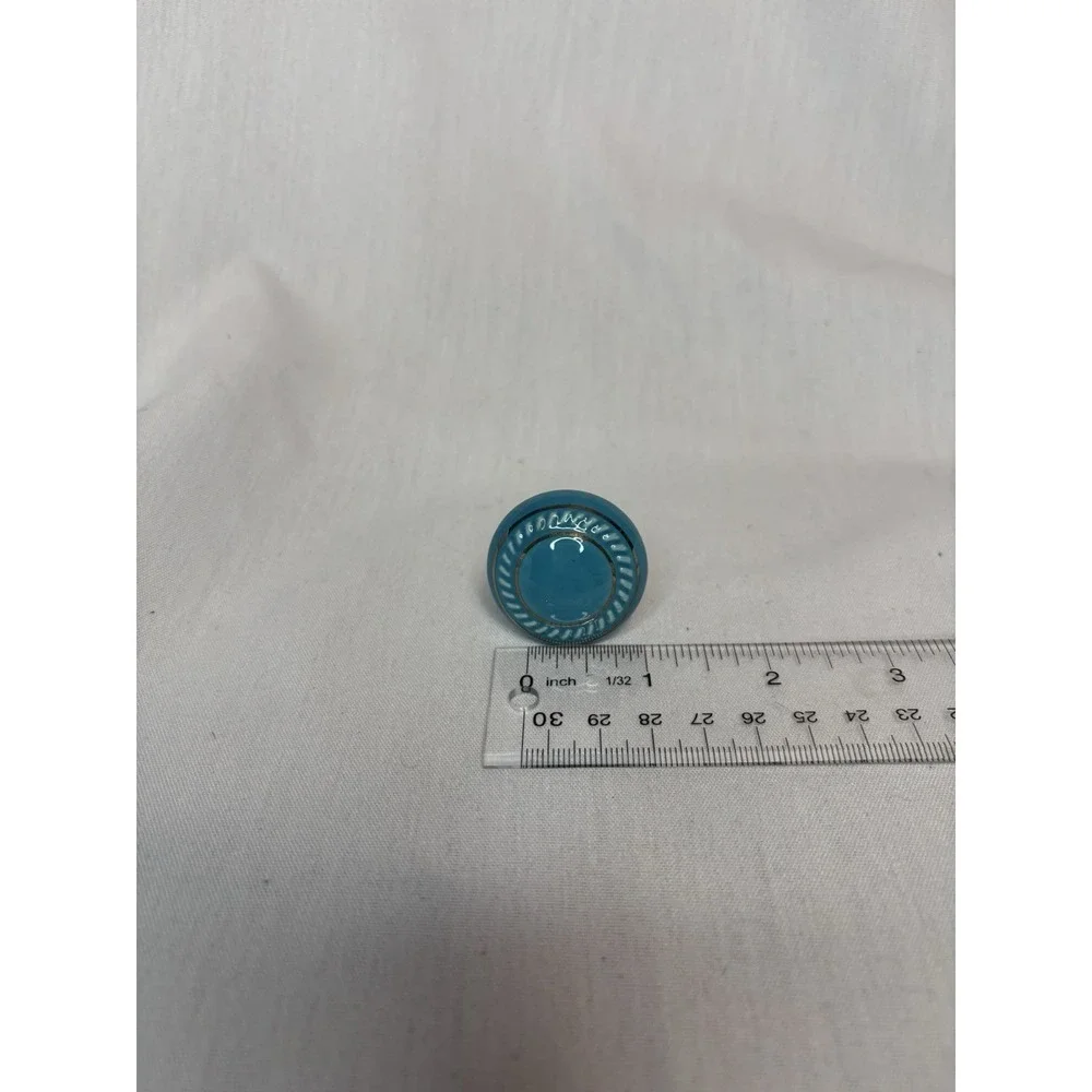 Set of 15 Blue & Gold Cabinet Knobs with Metal Hardware, approx 1.5 in Round